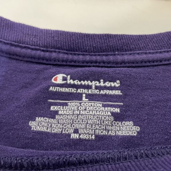 Goshen College Maple Leafs Graphic T Shirt, Large, Champion, Purple - Picture 6 of 8